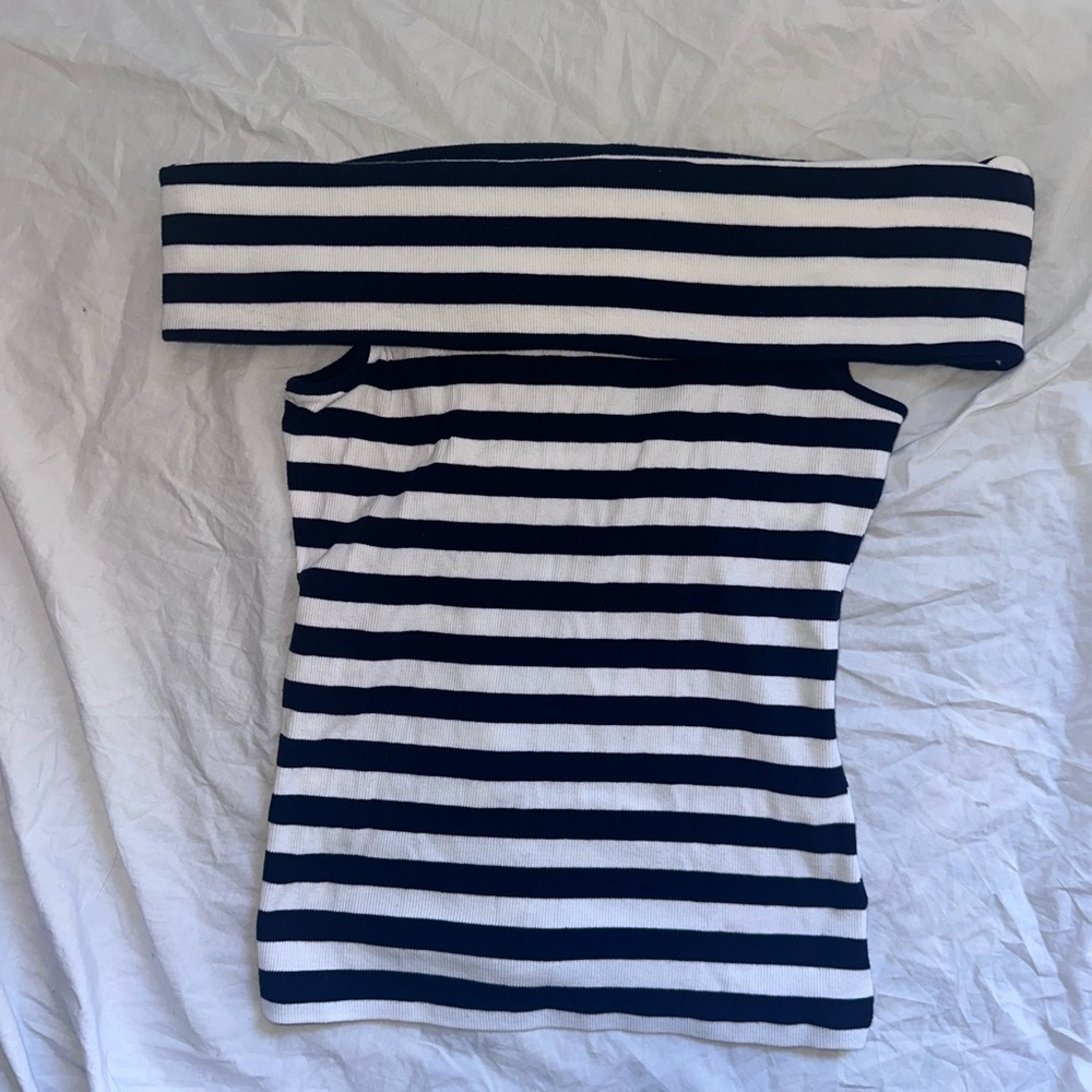 Banana Republic Navy and White Striped Top